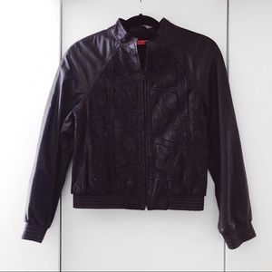 ALICE + OLIVIA $1,295 Lace Leather Bomber Jacket